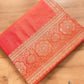 Pink and Orange Two tone Shot Color Plain Handloom Pure Katan Silk Kadwa Sona Rupa Border Banarasi Saree with Brocade Blouse