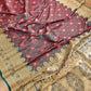 Green and Red Two Tone Jamewar Weaved Soft Mashru Silk Checks Design Banarasi Saree