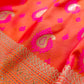 Pink and Orange Two Tone Jamewar Weaved Soft Mashru Silk Allover Small Paisley Buti Design Saree