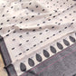 White and Black Pure Linen Silk Resham Kadwa Handweaved Allover Small Buti Banarasi Saree