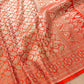 Burnt Orange Mashru Silk Brocade Weaved Banarasi Saree