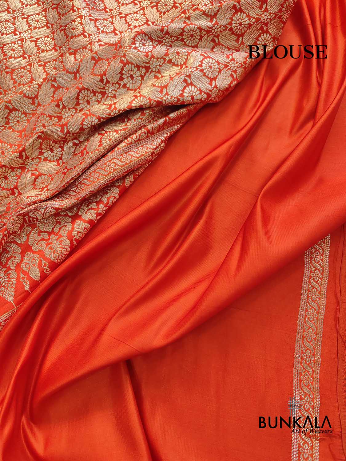 Burnt Orange Mashru Silk Brocade Weaved Banarasi Saree