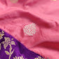 Pink Pure Katan Silk Kadwa Handweaved Allover Sona Rupa Buta with Purple Contrast Kadiyal Skirt Floral Design Meenakari Border Banarasi Saree