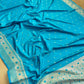 Peacock Blue Jamewar Weaved Soft Mashru Silk Floral Jaal Design Banarasi Saree