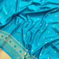 Peacock Blue Jamewar Weaved Soft Mashru Silk Floral Jaal Design Banarasi Saree