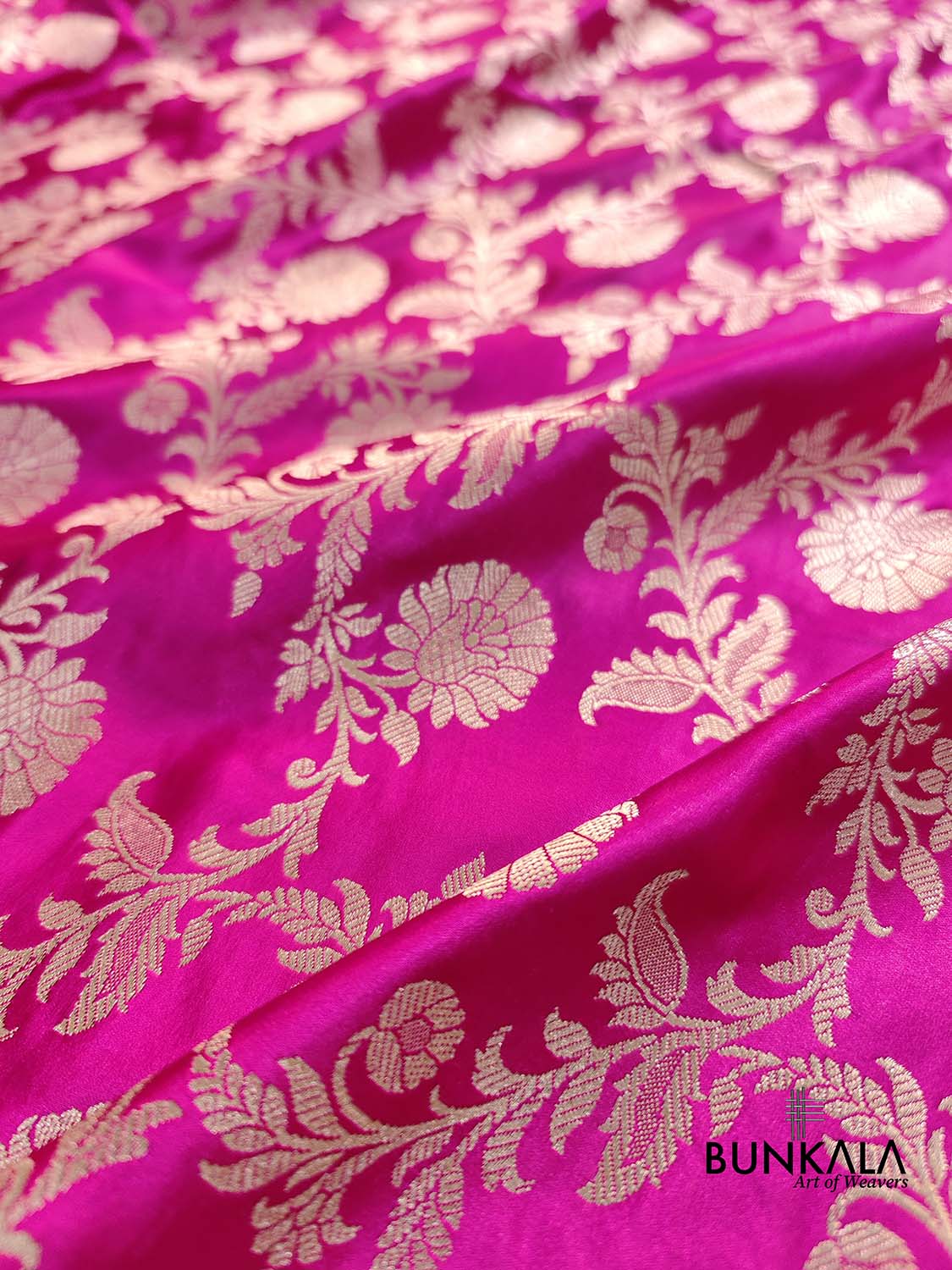 Pink Floral Jaal Banarasi Mashru Silk Saree