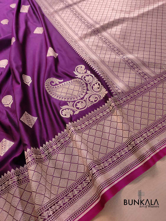 Purple Koniya Buta Banarasi Mashru Silk Saree