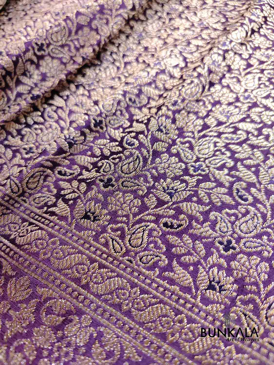 Dark Purple Mashru Silk Silver Zari Brocade Weaved Banarasi Saree