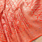 Bright Orange Mashru Silk Gold Zari Brocade Weaved Banarasi Saree