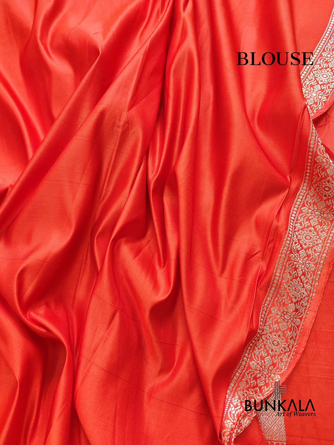 Bright Orange Mashru Silk Gold Zari Brocade Weaved Banarasi Saree