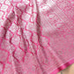 Gajri Pink Mashru Silk Silver Zari Brocade Weaved Banarasi Saree