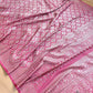 Gajri Pink Mashru Silk Silver Zari Brocade Weaved Banarasi Saree