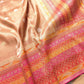 Beige Pure Tissue Katan Silk Kadwa Handweaved Allover Sona Rupa Small Buti with Multicolor Border Banarasi Saree