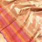 Beige Pure Tissue Katan Silk Kadwa Handweaved Allover Sona Rupa Small Buti with Multicolor Border Banarasi Saree