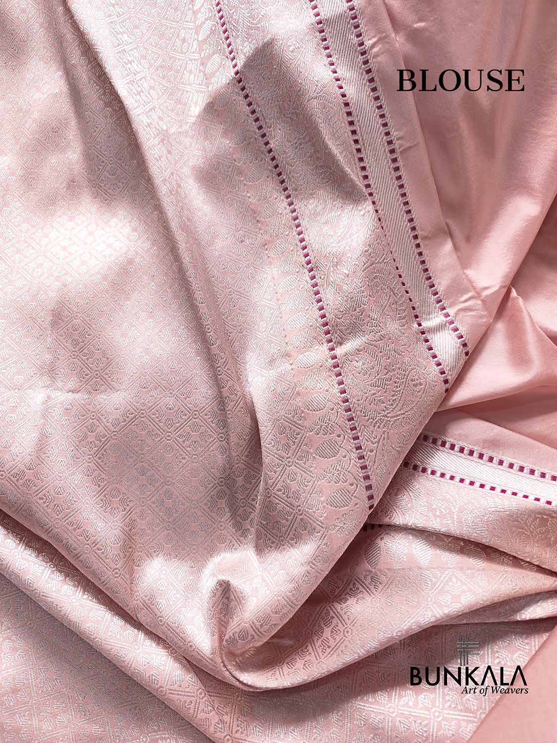 Light Nude Pink Pure Katan Silk Allover Small Gold and Silver Zari Buti Kadwa Handweaved Banarasi Saree