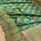 Green Two Tone Allover Buta Meenakari Silk Banarasi Saree