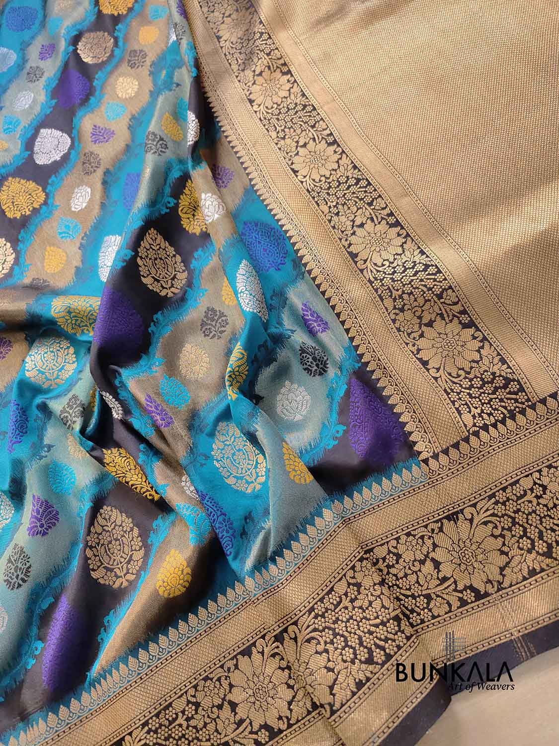 Multicolor Rangkat Allover Meenakari Buta Silk Banarasi Saree