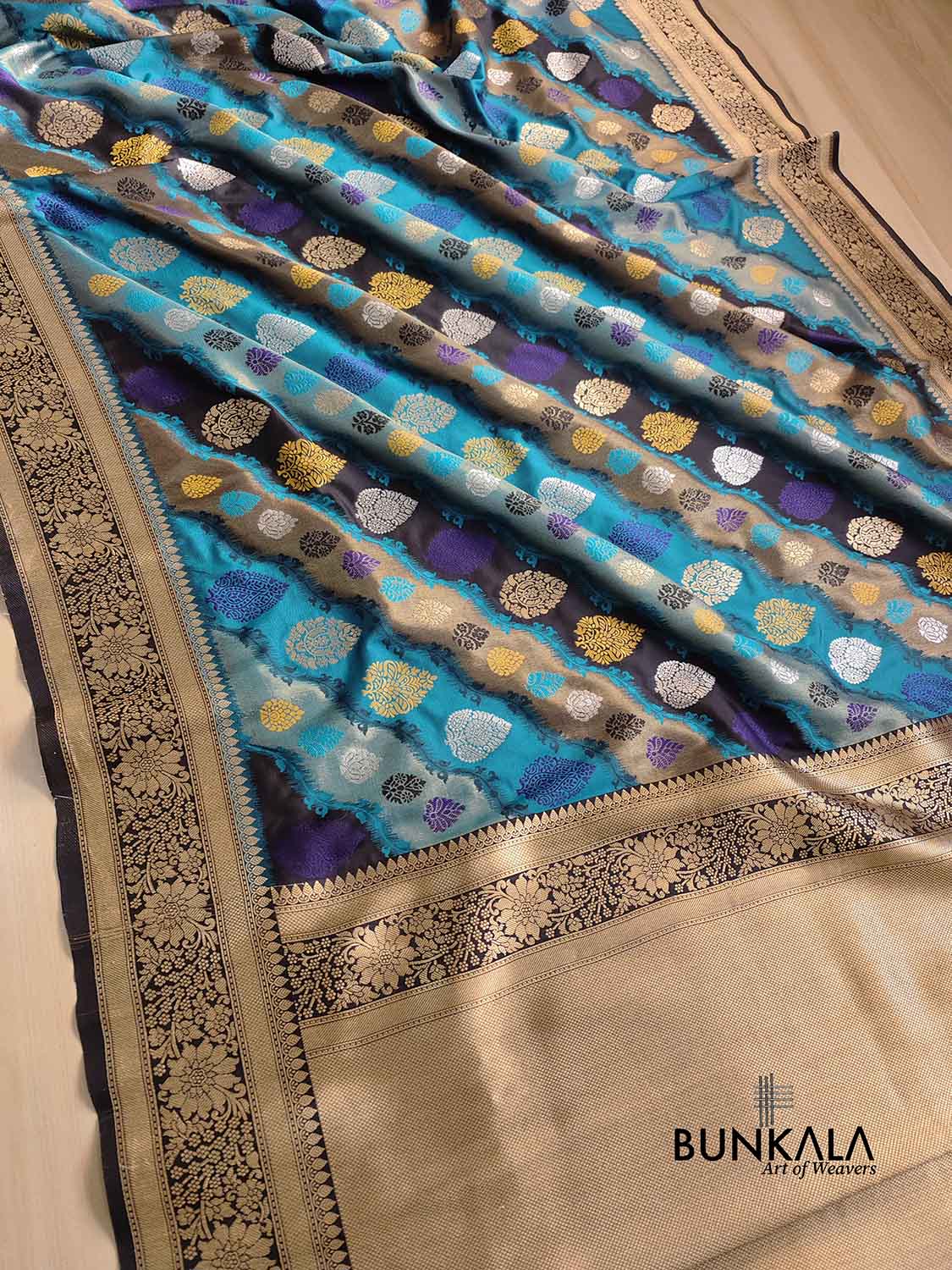 Multicolor Rangkat Allover Meenakari Buta Silk Banarasi Saree