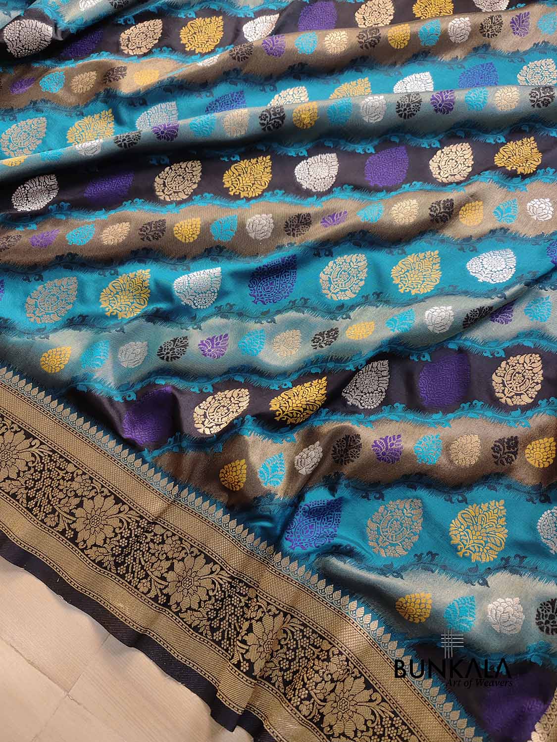 Multicolor Rangkat Allover Meenakari Buta Silk Banarasi Saree