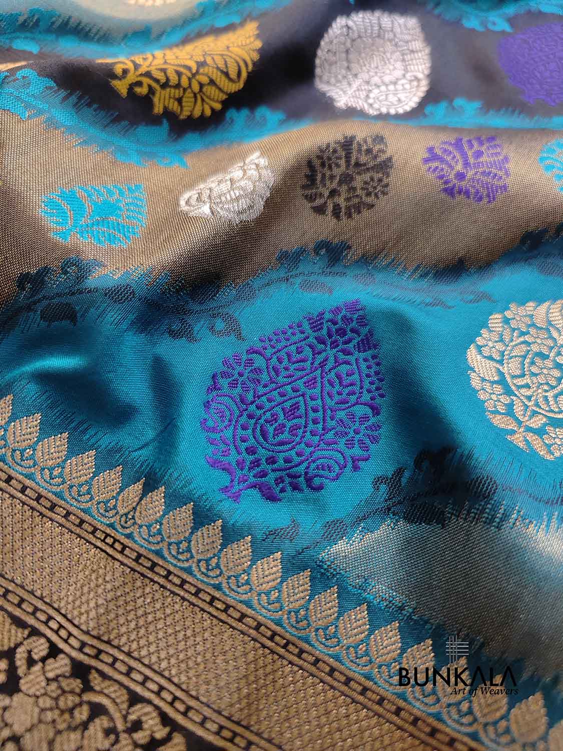 Multicolor Rangkat Allover Meenakari Buta Silk Banarasi Saree