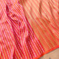 Pink Double Shade Pure Katan Silk Sona Rupa Stripe Design Double Tana Handloom Banarasi Saree