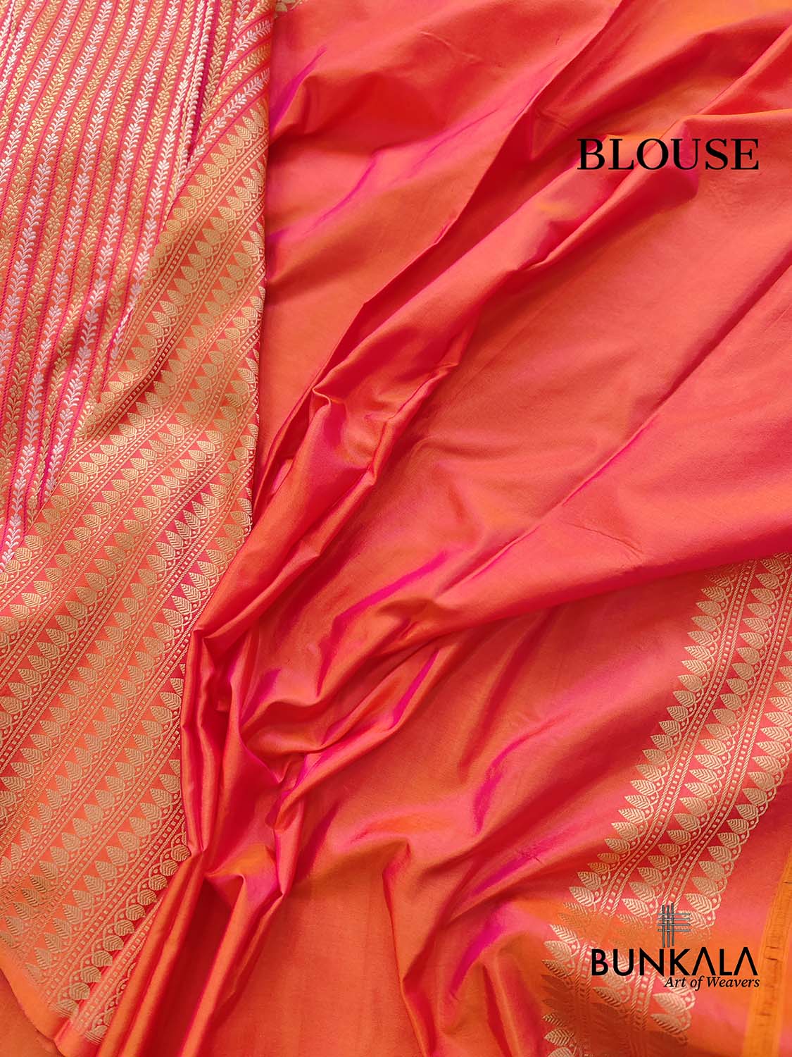 Pink Double Shade Pure Katan Silk Sona Rupa Stripe Design Double Tana Handloom Banarasi Saree