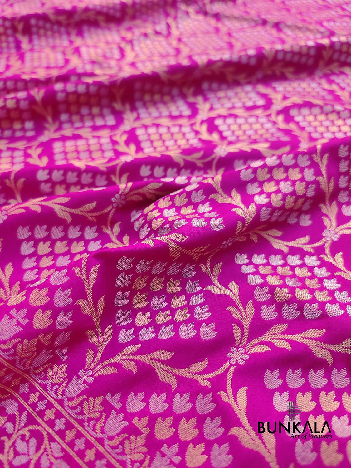 Pink Jangla Banarasi Silk Saree