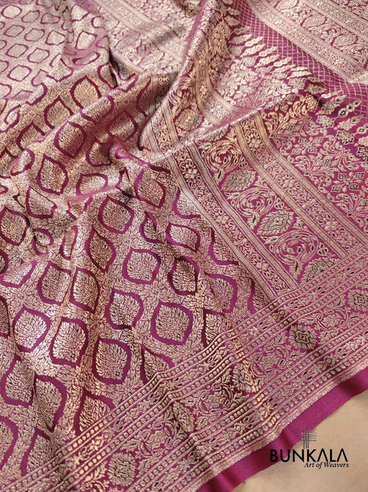 Deep Purple Mashru Silk Banarasi Saree