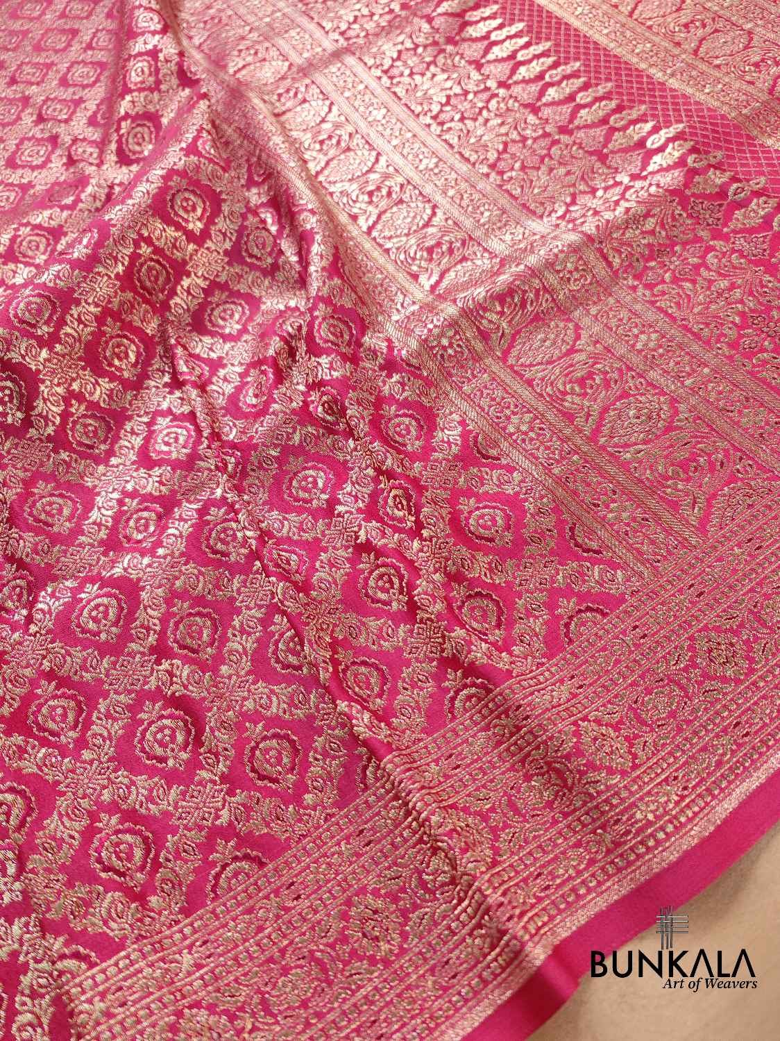 Shade of Grace Dark Pink Mashru Silk Banarasi Saree