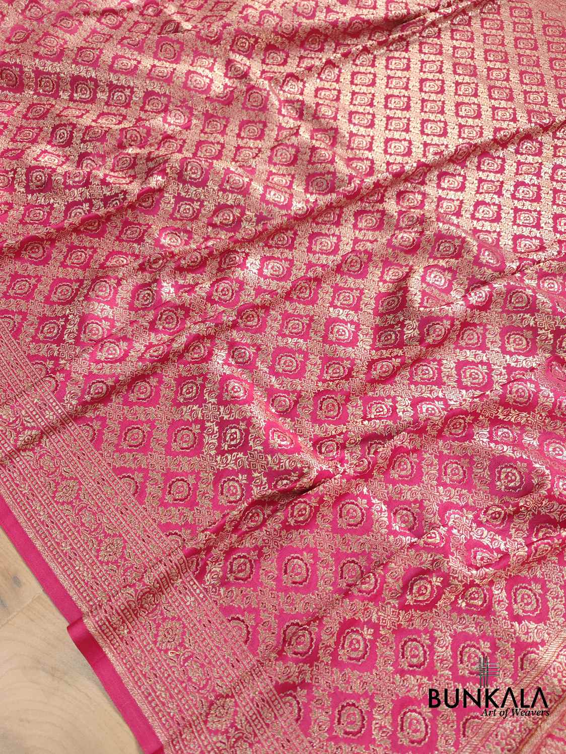 Shade of Grace Dark Pink Mashru Silk Banarasi Saree