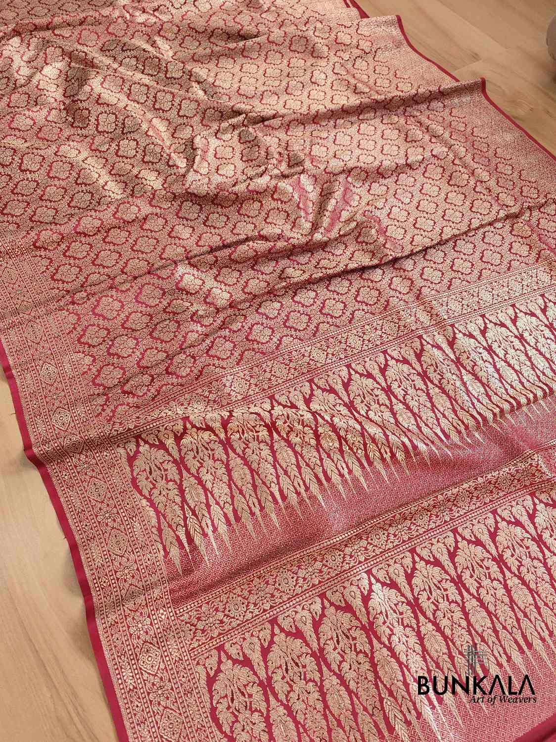 Bridal Beauty Dark Maroon Mashru Silk Banarasi Saree