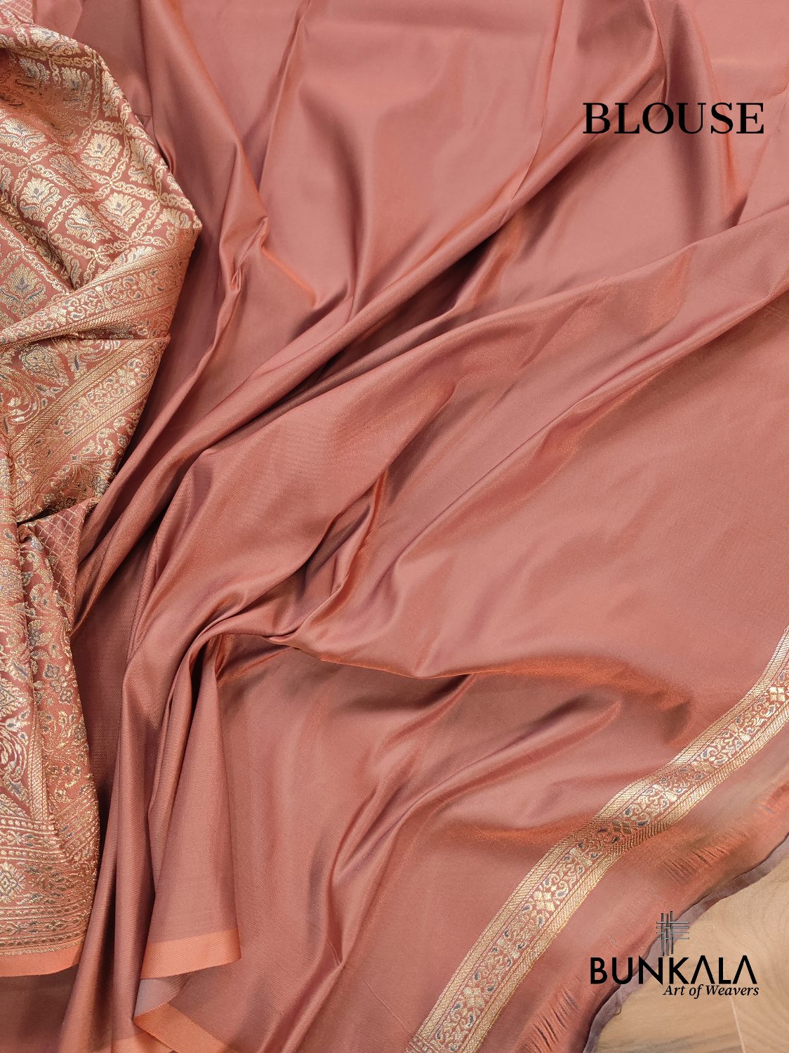 Glimmering Peach Meenakari Mashru Silk Banarasi Saree