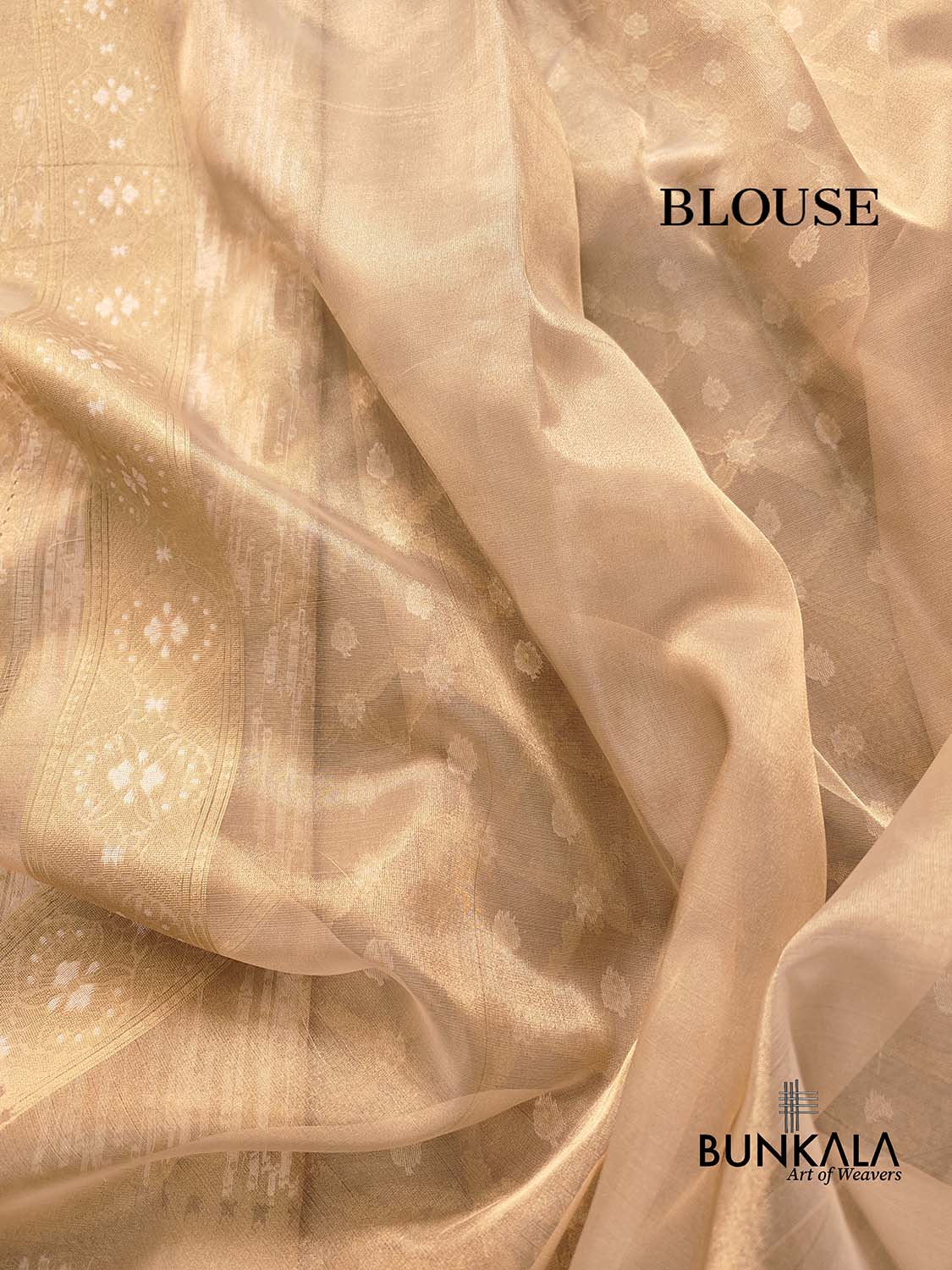 Golden Tissue Silk Jaal Design Resham Handweaved Banarasi Saree