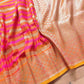 Pink and Orange Two Tone Color Mashru Silk Striped Design Jamewar Weaved Banarasi Saree