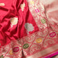 Bridal Red Pure Katan Silk Meenakari Rose Design Buta Handloom Banarasi Saree