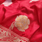 Bridal Red Pure Katan Silk Meenakari Rose Design Buta Handloom Banarasi Saree