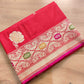 Bridal Red Pure Katan Silk Meenakari Rose Design Buta Handloom Banarasi Saree