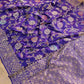 Royal Plum Melody Purple Two Tone Floral Nakshi Heritage Design Pure Katan Silk Kadwa Handwoven Meenakari Banarasi Saree