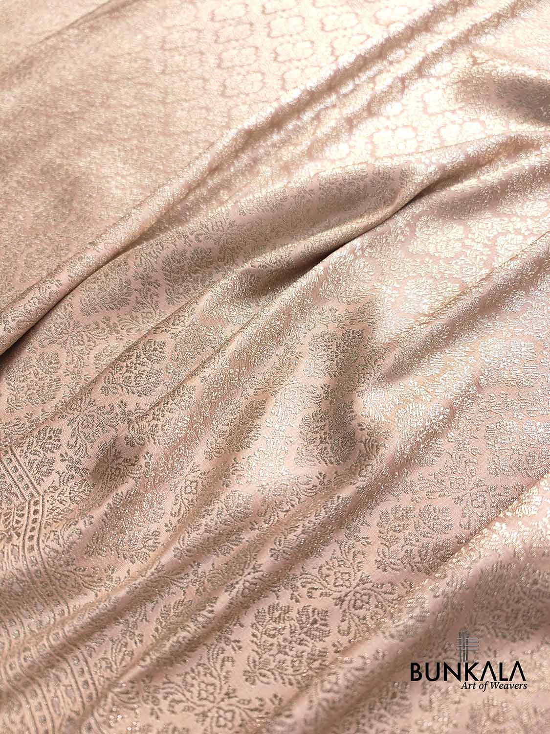 Pastel Nude Pink Mashru Silk Brocade Weaved Banarasi Saree