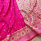 Rani Pink Mashru Silk Jamewar Weaved Floral Jaal Design Banarasi Saree