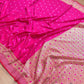 Rani Pink Mashru Silk Jamewar Weaved Floral Jaal Design Banarasi Saree