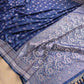 Navy Blue Mashru Silk Jamewar Weaved Floral Jaal Design Banarasi Saree