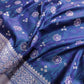 Navy Blue Mashru Silk Jamewar Weaved Floral Jaal Design Banarasi Saree