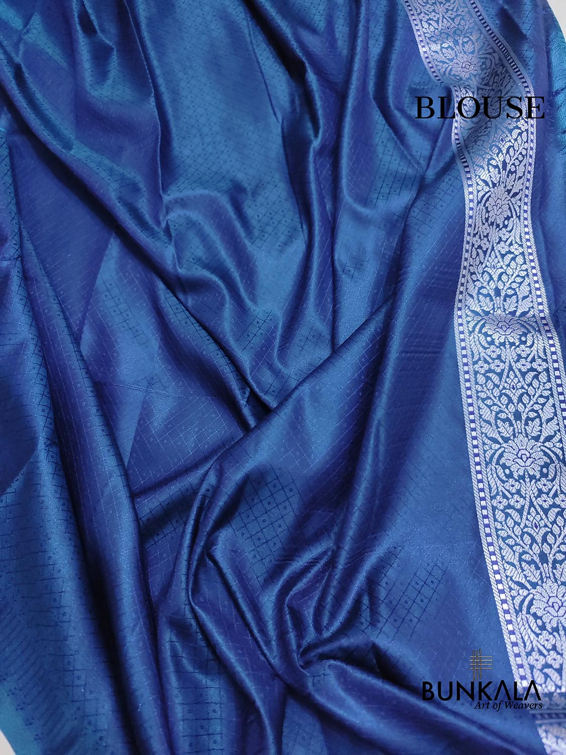 Navy Blue Mashru Silk Jamewar Weaved Floral Jaal Design Banarasi Saree