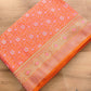 Pink and Orange Double Shaded Mashru Silk Jamewar Weaved Floral Jaal Design Banarasi Saree