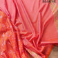 Pink and Orange Double Shaded Mashru Silk Jamewar Weaved Floral Jaal Design Banarasi Saree