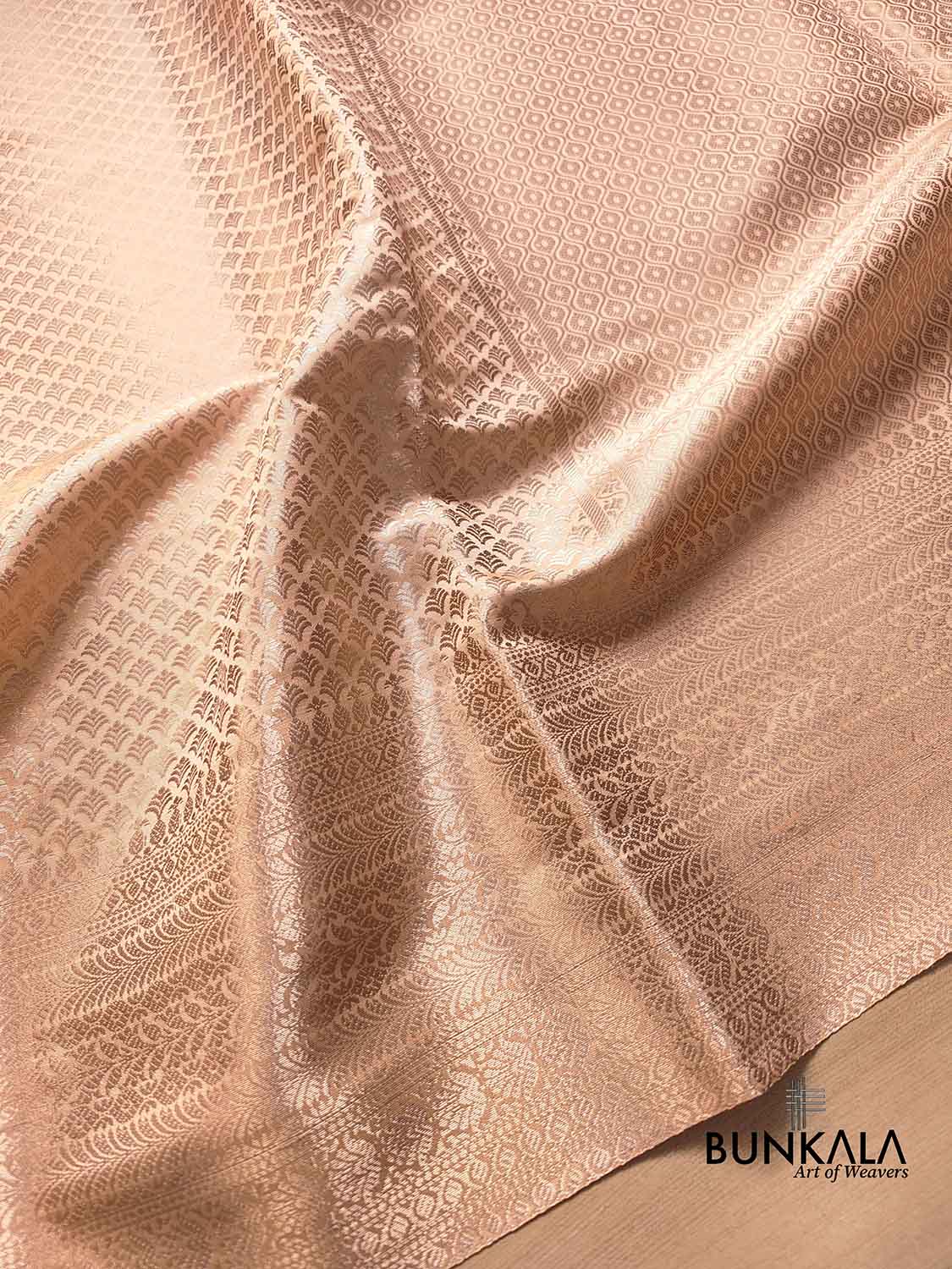 Peach Brocade Weaved Silk Banarasi Saree