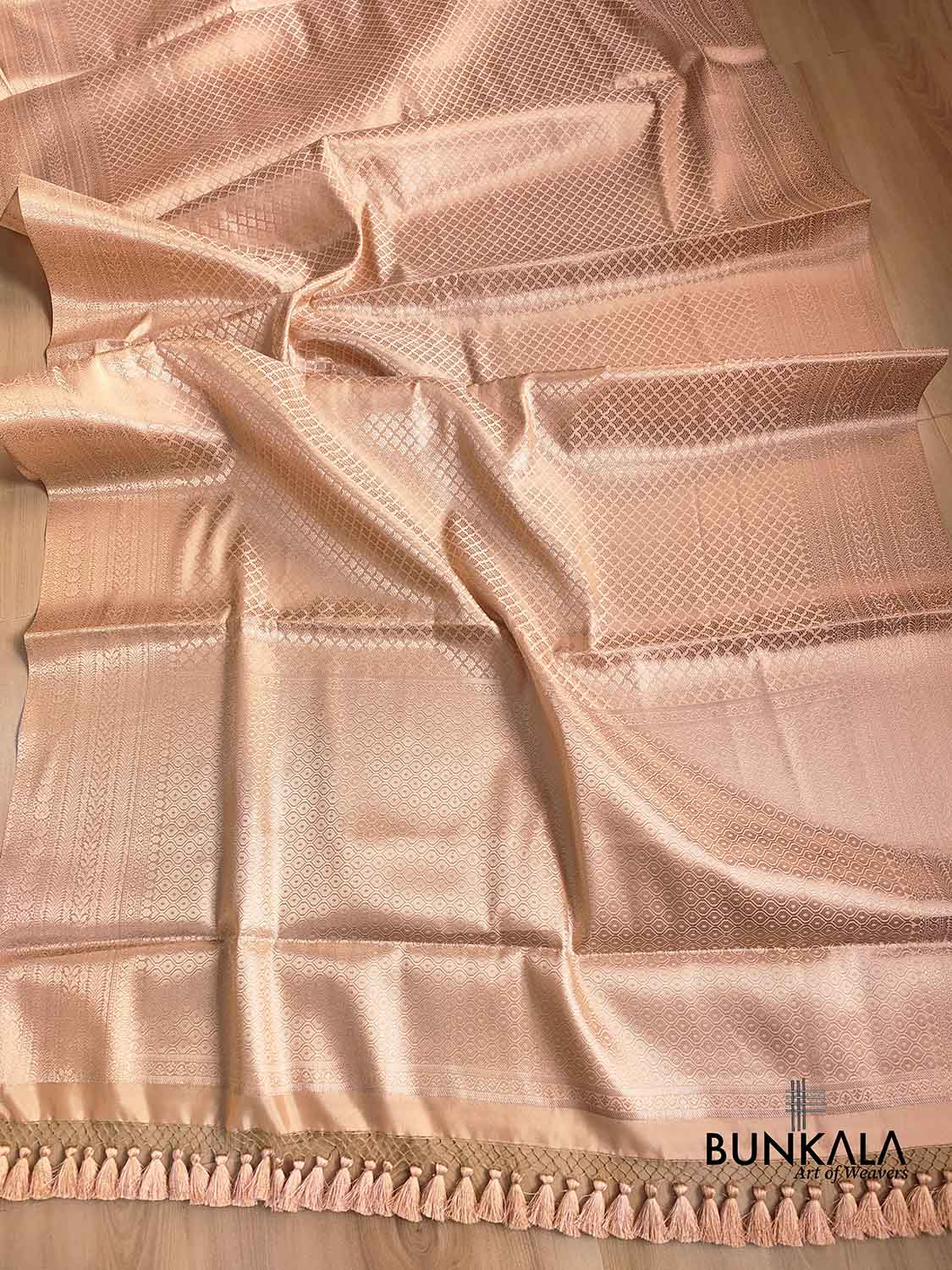 Peach Brocade Weaved Silk Banarasi Saree