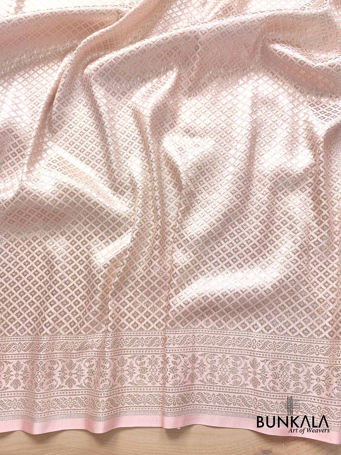 Blushing Pink Mashru Silk Banarasi Saree