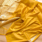 Golden Glow Yellow Mashru Silk Banarasi Saree